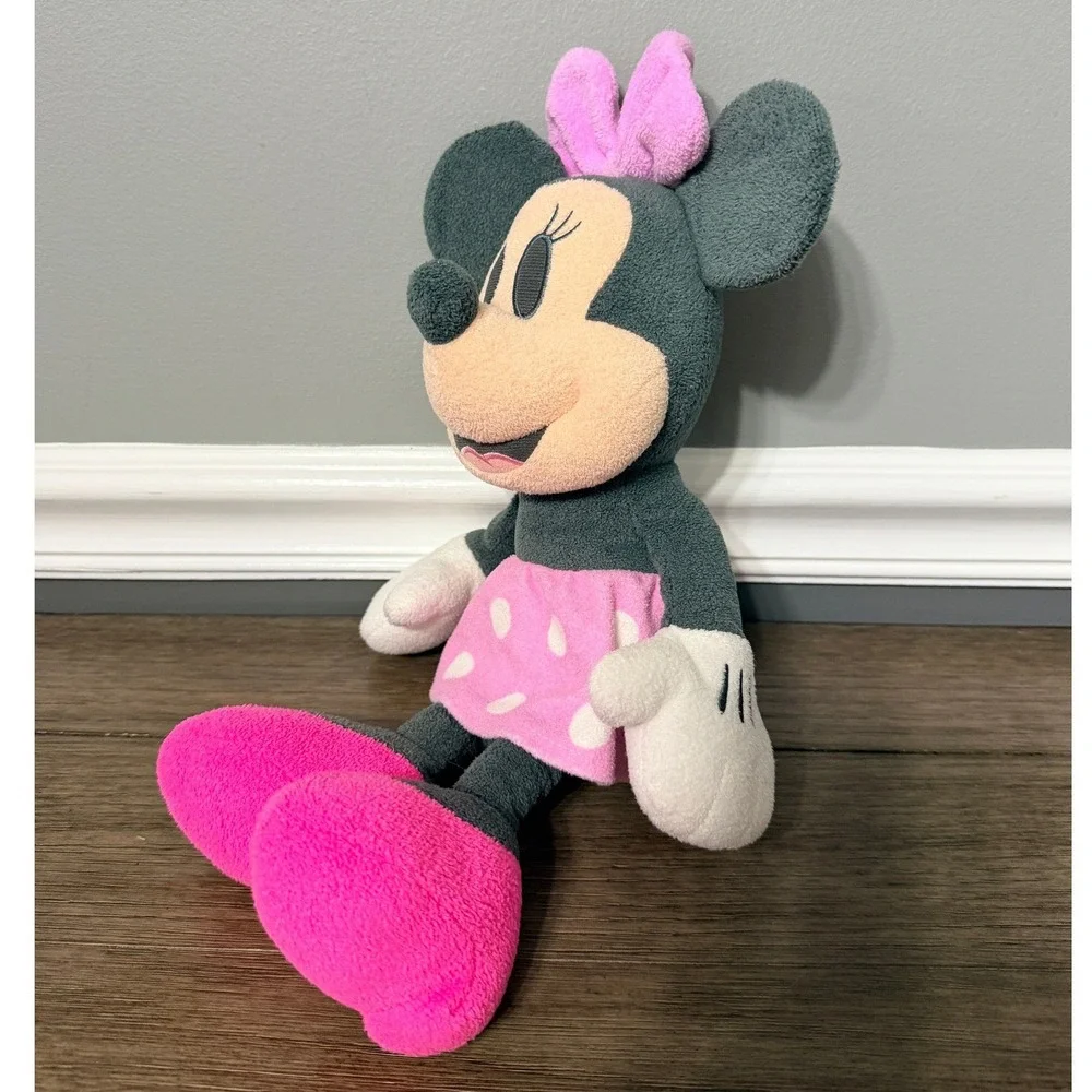 Disney Baby Minnie Mouse Plush Pink Polka Dot Dress Stuffed Animal Toy